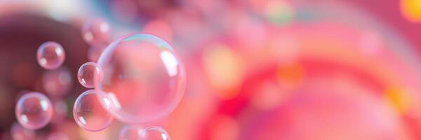 Colorful bubbles floating in a vibrant atmosphere create a playful and dreamy ambiance during a joyful celebration photo