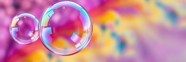 Colorful soap bubbles float against a vibrant and abstract background, adding whimsy to the atmosphere photo