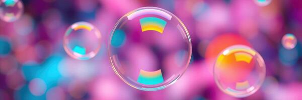 Colorful soap bubbles floating against a vibrant backdrop creating a whimsical atmosphere photo