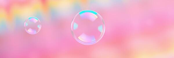 Colorful soap bubbles float gently against a dreamy pastel background during a sunny day photo
