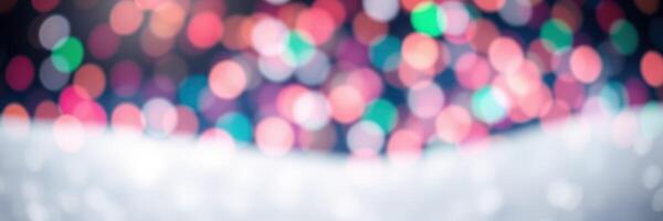 Colorful bokeh lights create a festive atmosphere during a nighttime celebration in an urban setting photo