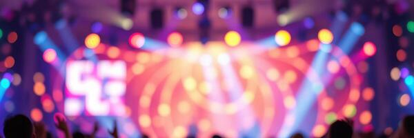 Colorful light display at a lively concert with an energetic crowd enjoying the performance photo