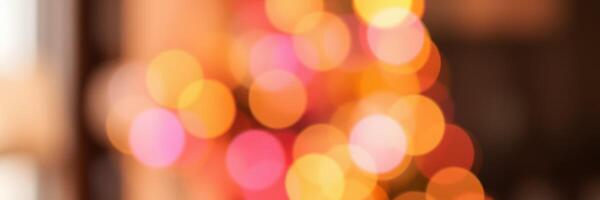Colorful bokeh lights in a cozy indoor setting during a festive celebration photo