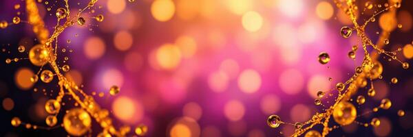 Colorful abstract background with golden bubbles and shining lights in a vibrant setting photo