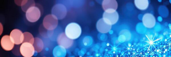 Vibrant blue and purple shimmering lights create a magical atmosphere for celebration or events photo