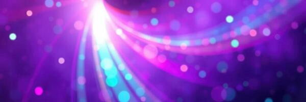 Colorful abstract design with vibrant light streaks and soft bokeh effects in purples and blues photo