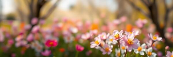 Colorful blossoms in a vibrant garden during springtime showcasing natural beauty and serenity photo