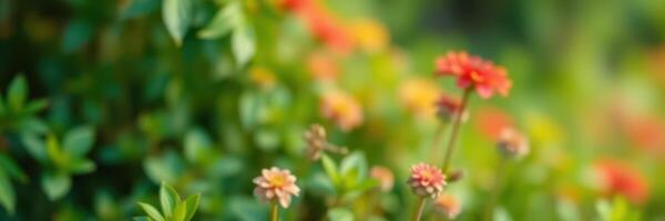 Vibrant flowers blooming in a garden during a sunny afternoon photo