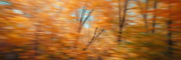 Vibrant autumn foliage creates a colorful backdrop in a blurred forest landscape during fall season photo