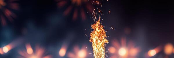 Vibrant fireworks display lighting up the night sky at a festival celebration with colorful sparks and dazzling effects photo