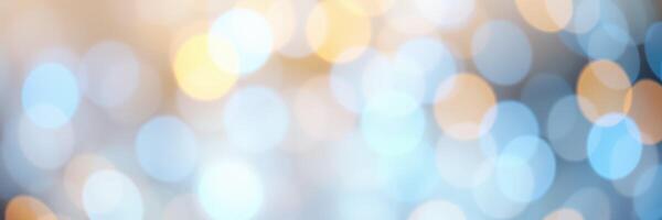 Soft, blurred lights create a dreamy background with a combination of blue and orange colors for festive occasions photo