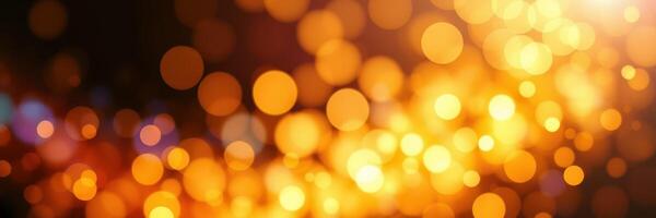 Warm golden bokeh lights create a festive atmosphere in an abstract background during evening celebrations photo