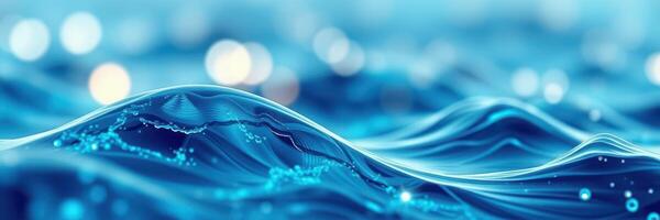 Dynamic blue ocean waves creating a soothing atmosphere with shimmering lights reflecting off the surface in the early afternoon photo