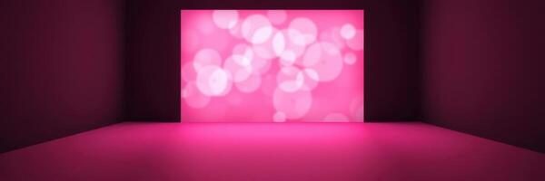 Colorful pink backdrop with soft bokeh lights creates an inviting atmosphere for artistic events photo