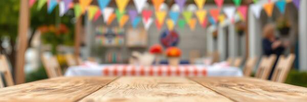 Colorful decorations and festive atmosphere create a lively setting for outdoor gathering with friends photo