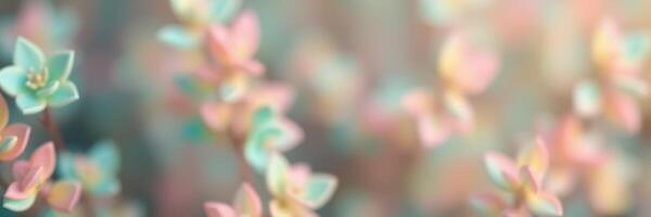 Colorful blooming flowers create a soft, dreamy atmosphere in a serene garden setting during springtime photo