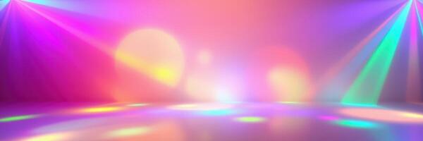 Colorful lights illuminate an empty dance floor in a vibrant celebration space during late night hours photo