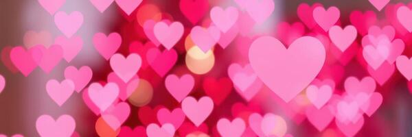 Colorful heart-shaped decorations create a festive atmosphere for a celebration or romantic event photo