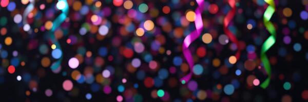 Colorful bokeh lights create a festive atmosphere for celebrations and events in the evening photo