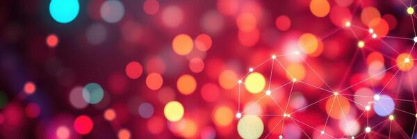 Colorful bokeh lights create a vibrant abstract background with glowing orbs and delicate connections photo
