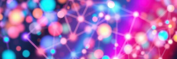 Colorful bokeh lights create an abstract background with vibrant hues and geometric patterns in a digital artwork photo
