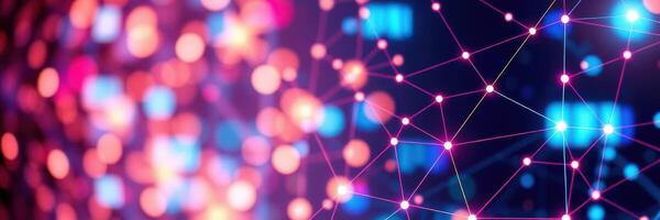 Colorful abstract connections illuminated by bright lights in a futuristic digital landscape photo