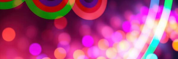 Colorful bokeh lights create a vibrant atmosphere at a nighttime celebration in an urban setting photo