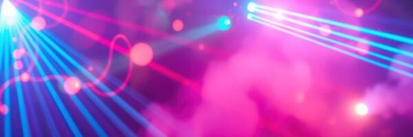Colorful light beams create vibrant atmosphere during night event in a lively venue filled with excitement and energy photo
