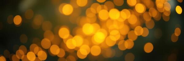 Beautiful golden bokeh lights create a warm atmosphere in a festive setting during the evening in a celebration space photo