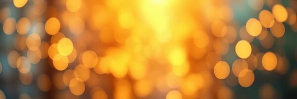 Bright golden bokeh lights create a warm atmosphere during a festive evening celebration in the city photo
