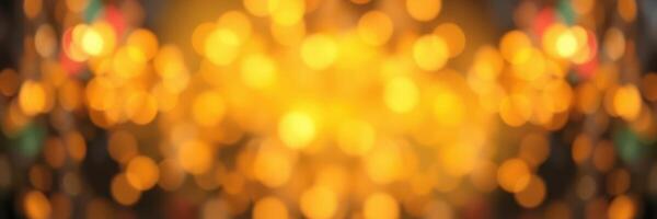 Beautiful warm golden bokeh background with out of focus lights creating a festive atmosphere during evening celebrations photo
