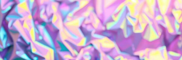 Colorful abstract texture with shimmering holographic foil in pastel shades blending soft pink, purple, and blue hues photo