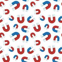 Magnetism seamless pattern. Flying magnets pattern. Isolated on white background. vector
