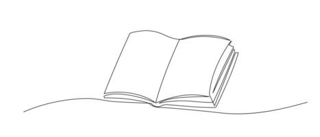 Open book one line sketch. Hand drawn doodle illustration isolated on white background vector