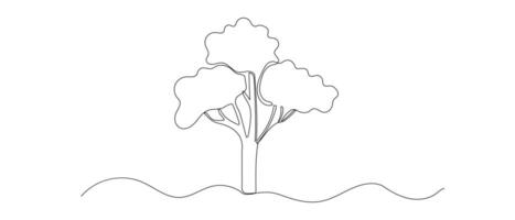 Tree one line sketch. Hand drawn doodle illustration isolated on white background. vector
