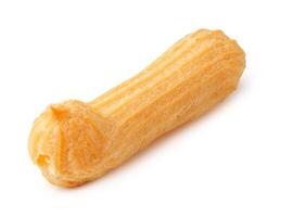 Delicious pastry filled with cream served on a plain background perfect for desserts lover photo