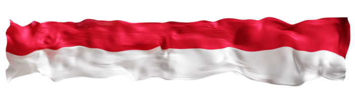 Stylized flag of Monaco waving in the wind on transparent background. Footer, header or divider. Cut out wide, panoramic element. Banner for patriotic themes or national event promotions. 3D. png