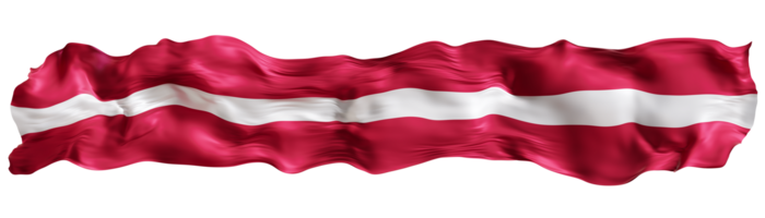 Stylized flag of Latvia waving in the wind on transparent background. Footer, header or divider. Cut out wide, panoramic element. Banner for patriotic themes or national event promotions. 3D. png