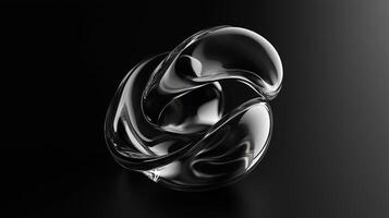 Abstract glass sculpture reflecting light on a dark background in an artistic display of form and texture photo