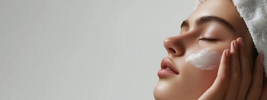 Skincare routine with facial mask application in a serene setting photo