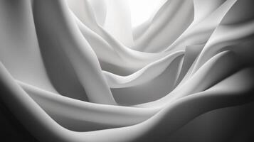 Soft white fabric flowing gracefully in gentle waves under bright light creating an elegant texture photo
