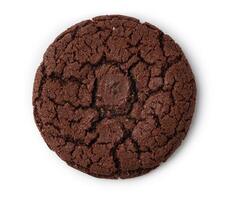 Delicious chocolate cookie with a rich, crinkled texture on a plain background perfect for dessert lovers and baking enthusiasts photo