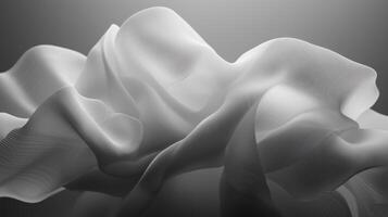 Flowing fabric creates an ethereal atmosphere in a monochromatic setting photo