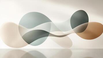 Abstract composition featuring fluid shapes and colors in a modern minimalist style on a neutral background photo
