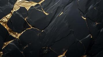 Elegant black and gold textured surface showcases luxury and sophistication in design elements photo