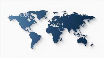Dark blue world map depicting continents and oceans, emphasizing global geography in a minimalistic design photo