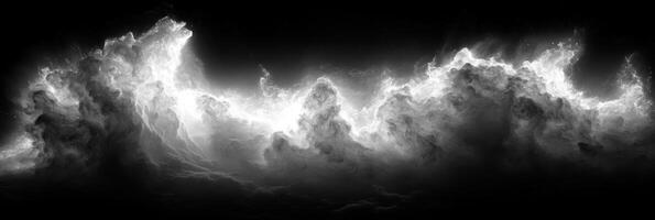 Dynamic swirling clouds create a striking visual effect against a stark black backdrop photo