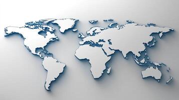3D view of the world showing continents, oceans, and borders on a smooth surface photo