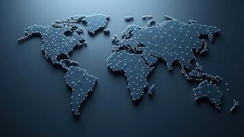 Visualization of a world map showcasing interconnected nodes, symbolizing global communication photo