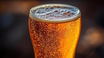 A glass filled with golden beverage sparkles under sunlight, capturing the essence of relaxation photo